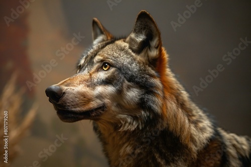 Portrait of a wolf (Canis lupus signatus) photo