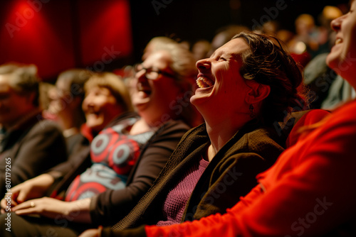 Frau im Publikum lacht herzhaft
