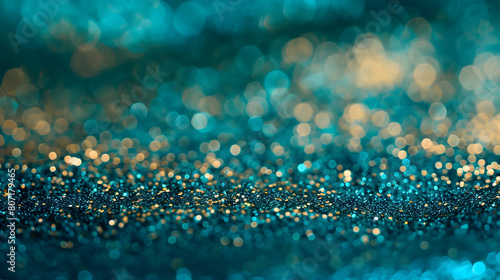 Turquoise and gold glitter background design