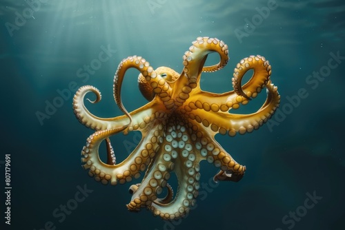 octopus  Nice smiling octopus deep under water © darshika