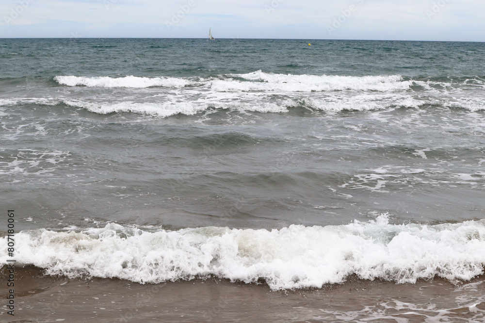 Mediterranean Sea. Beautiful clean sand and sea foam. Mediterranean Sea. Beautiful clean sand and sea foam.