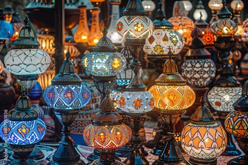 Traditional moroccan lamps at the bazaar in Marrakesh, Morocco