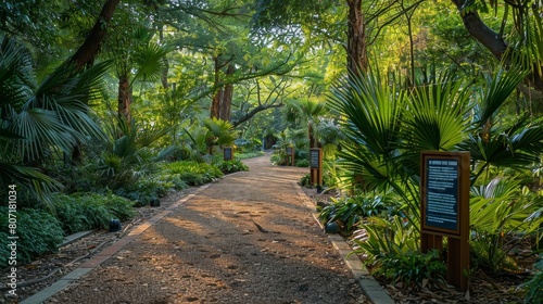 An urban arboretum with a diverse collection of trees and educational signage