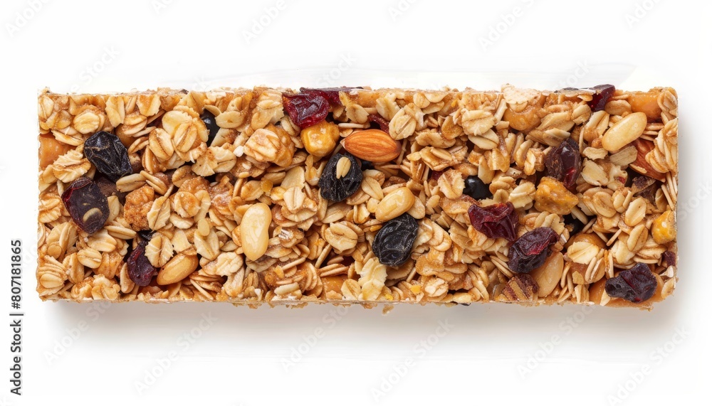 Top view of nutritious granola bar isolated on white Top view of nutritious granola bar isolated on white