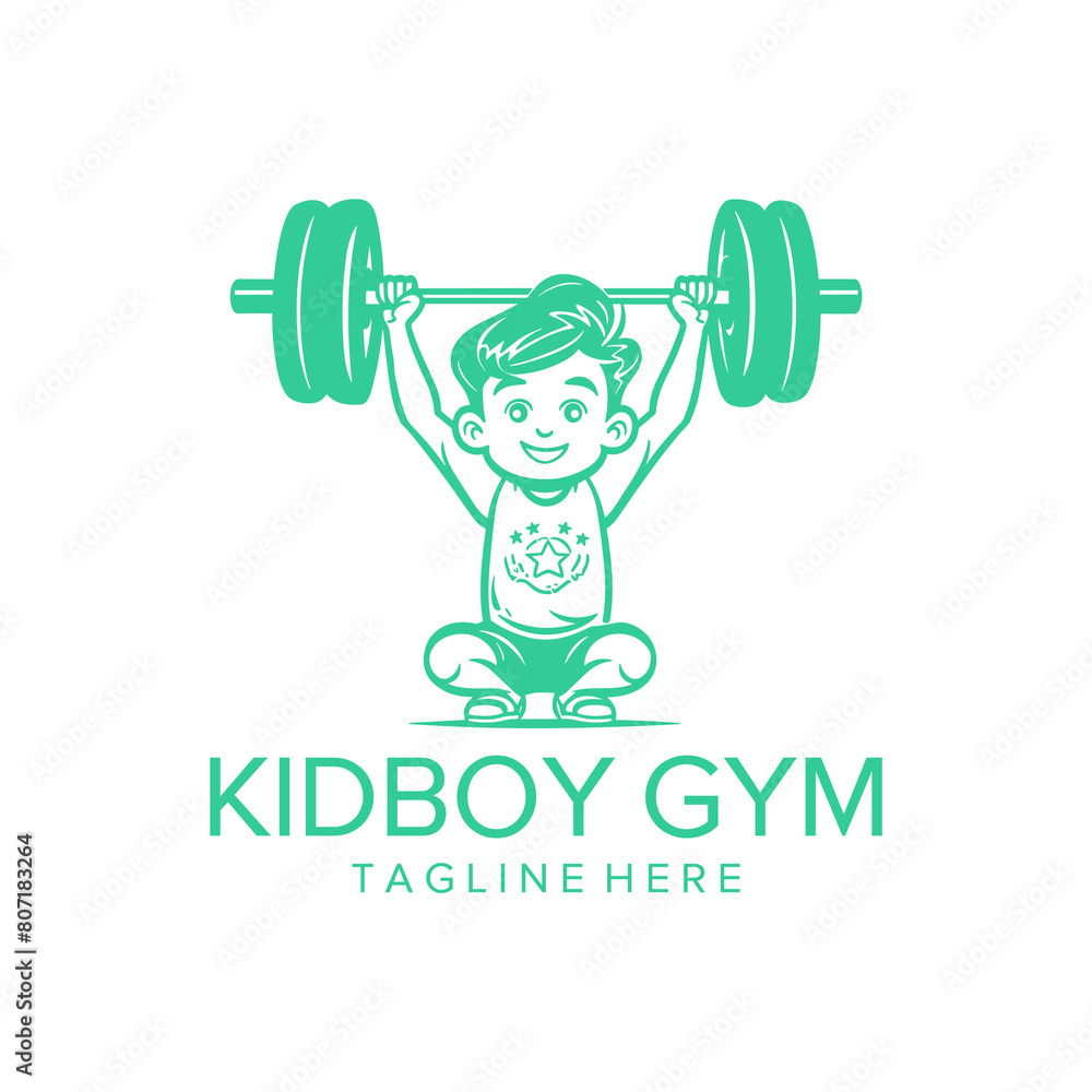 Barbell boy logo vector illustration Barbell boy logo vector illustration