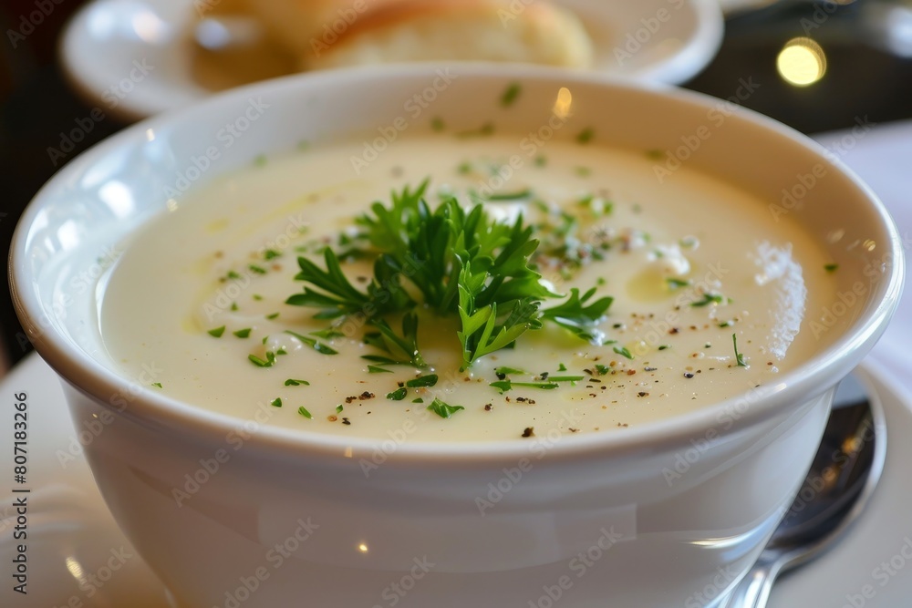Traditional French soup Vichyssoise Traditional French soup Vichyssoise