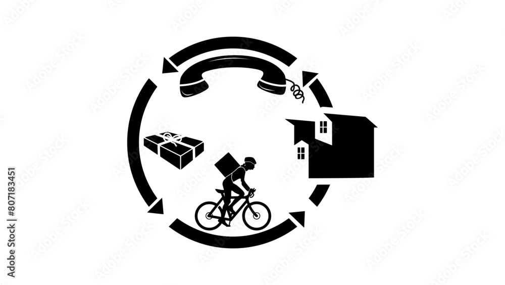 supply chain emblem, black isolated silhouette supply chain emblem, black isolated silhouette