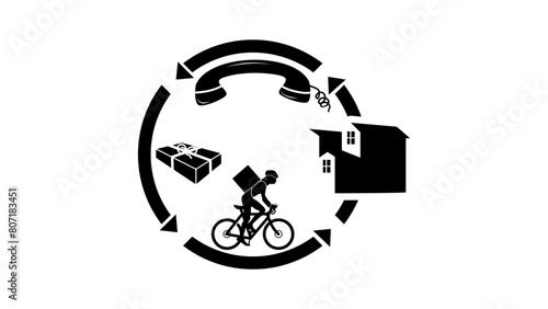 supply chain emblem,  black isolated silhouette