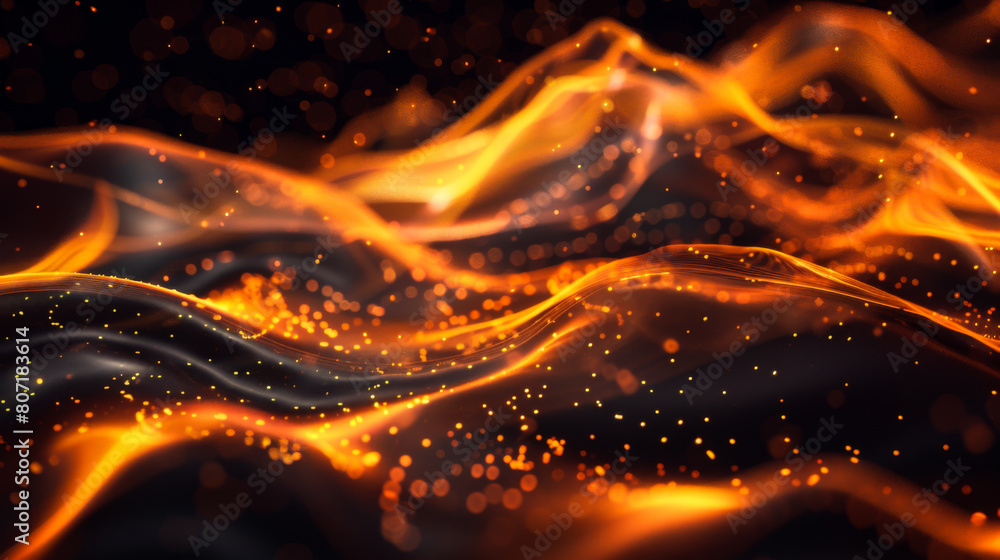 Beautiful dynamic wave. Super Energy, New Energy Environmental Protection, Black and Orange, Luminous Light Effect Beautiful dynamic wave. Super Energy, New Energy Environmental Protection, Black and Orange, Luminous Light Effect