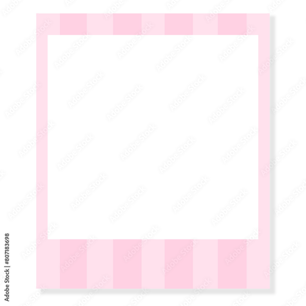 pink photo frame polaroid with shadow isolated on white and transparent background for picture