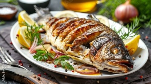 The cuisine of Bosnia and Herzegovina. The carp is gourmet. photo