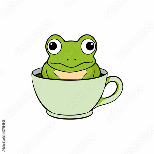 Hyper realistic Tea cup frog cute, isolated on white 