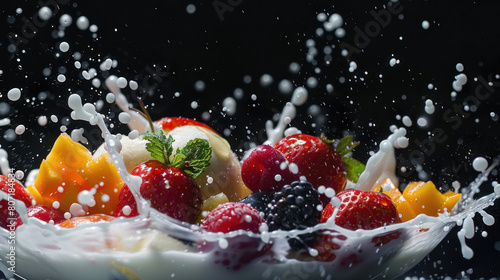 Fruits in the milk glass