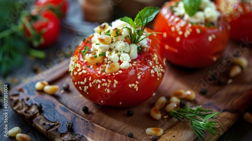 The cuisine of Bosnia and Herzegovina. Stuffed tomatoes.