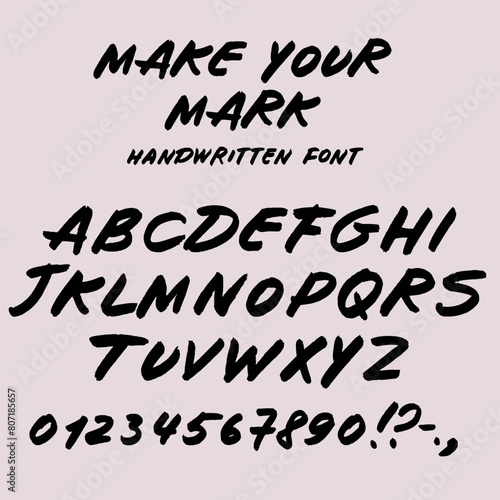 Marker Make your mark letters and symbols set. Hand drawn alphabet symbols isolated on pastel pink background. For design, print, fabric or background.