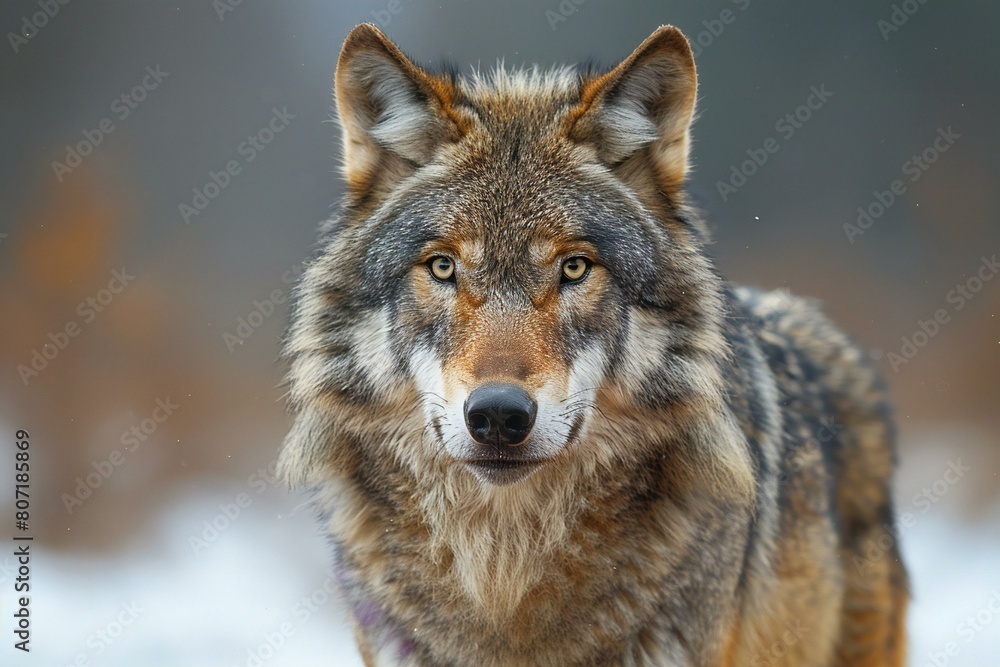 Close-up portrait of a gray wolf (Canis lupus)