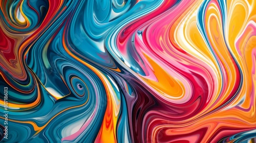 Dynamic abstract panorama of swirling paint textures in bold colors, creating an energetic and artistic backdrop with room for text