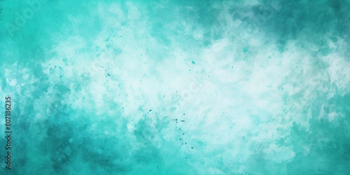 Teal white spray texture color gradient shine bright light and glow rough abstract retro vibe background template grainy noise grungy empty space with copy space © Lenhard