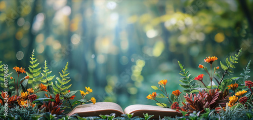 Open Book on Lush Green Field