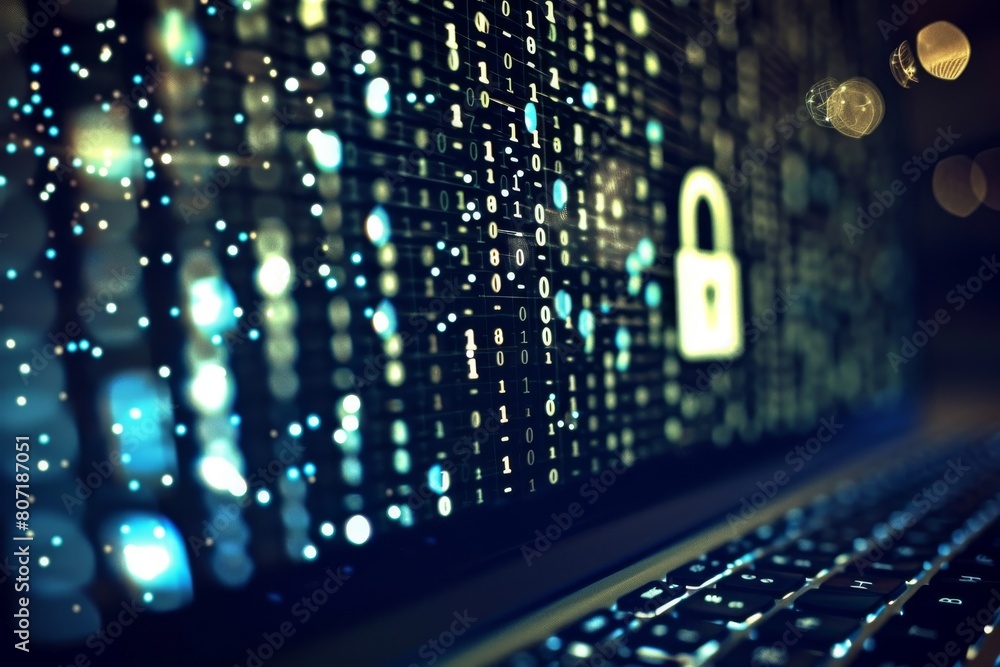 Fototapeta premium Cyber protection and secure networking help prevent cyber attacks, utilizing encryption technology and VPN to safeguard privacy and ensure compliance.