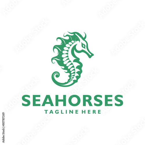 Seahorse aquatic animal logo vector illustration