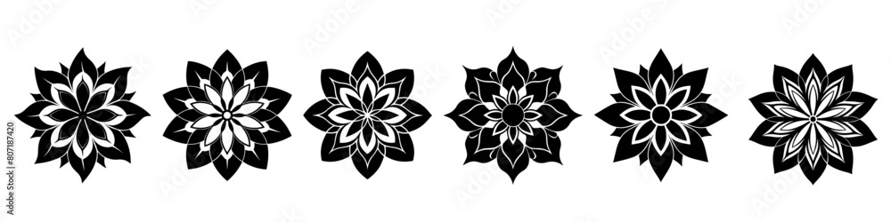 Abstract black Flowers Shape on white background Abstract black Flowers Shape on white background
