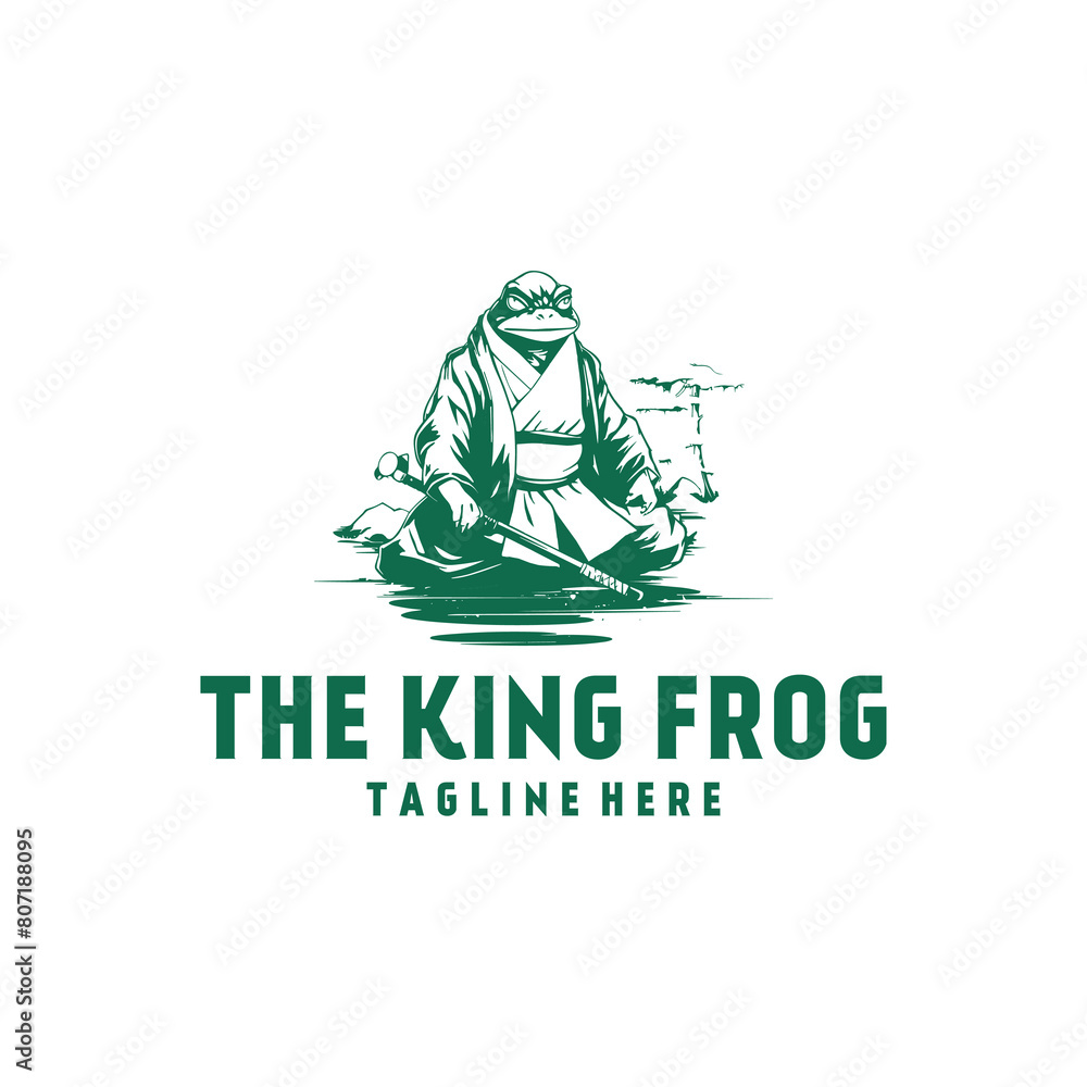 Fototapeta premium King frog mascot logo vector illustration