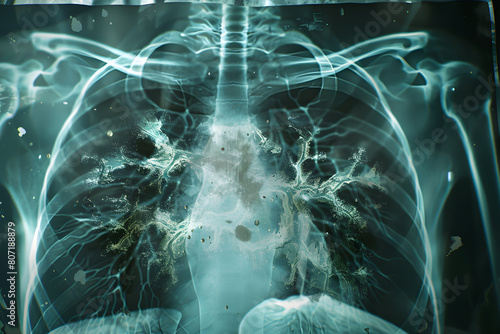 Healthcare Visual: Chest X-ray Image Displaying Tuberculosis Infection.