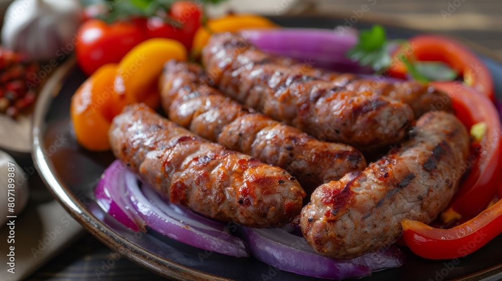 The cuisine of Bosnia and Herzegovina. Sausages made of minced chevapchichi meat. The cuisine of Bosnia and Herzegovina. Sausages made of minced chevapchichi meat.