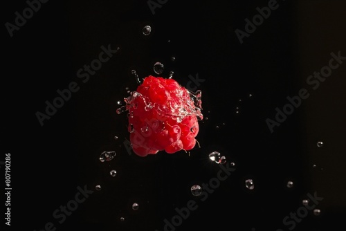 Water splashing off a raspberry