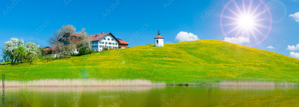 Obraz premium Panorama Landschaft im Frühling bei Füssen im Allgäu