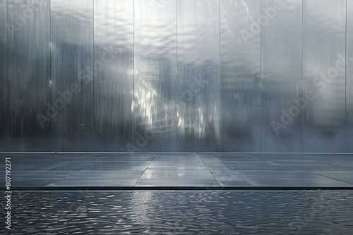 Abstract background of modern architecture, glass wall and floor with reflection photo