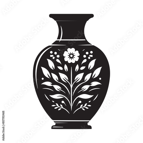 Solid black clip art of pottery silhouette vector