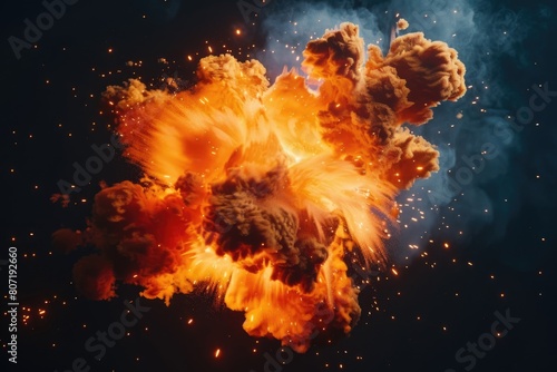Realistic fiery explosion over a black background Realistic fiery explosion over a black background