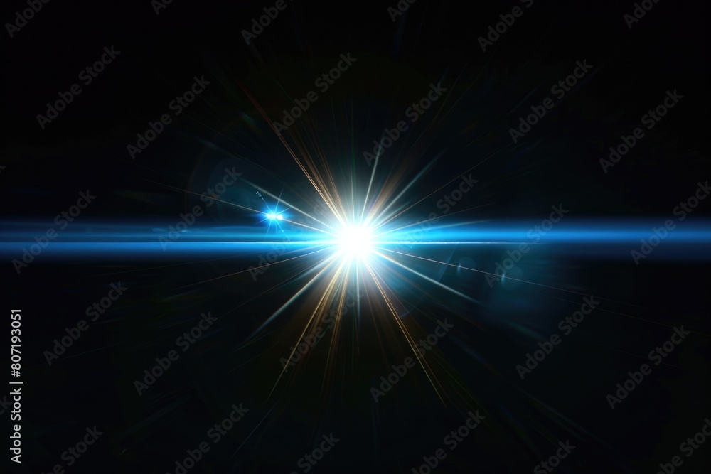 Fototapeta premium digital lens flare with bright light in black background used for texture and material
