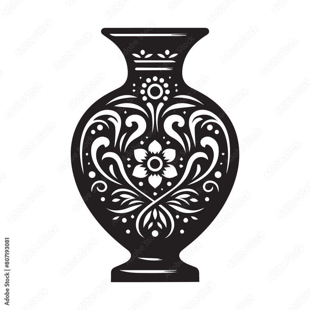 Flowers in the vase silhouette. Simply shapes  illustration