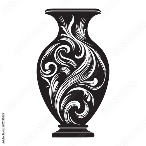  vases silhouettes , Black pot isolated vector illustrations