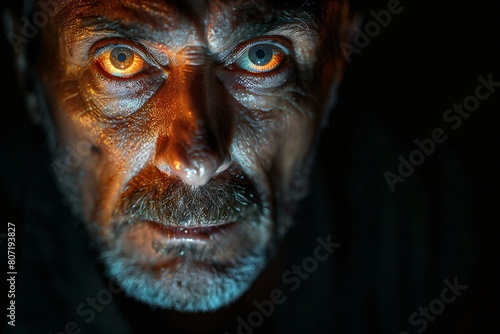 Close-up portrait of a scary zombie man, Halloween theme