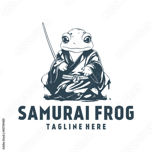 Samurai frog logo vector illustration