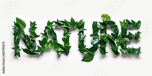 A word NATURE made of green...