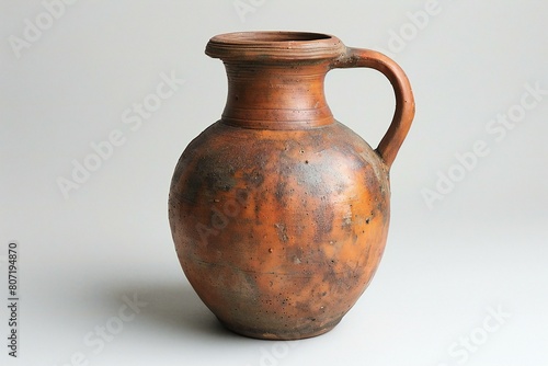 Old clay jug on a white background, Clipping path included