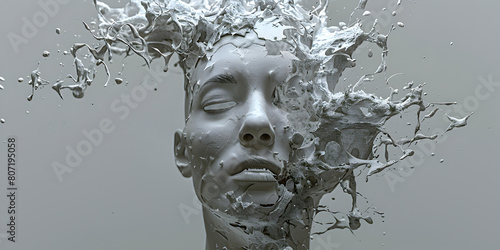 Emotional marble elegy digital art illustration Generative AI photo