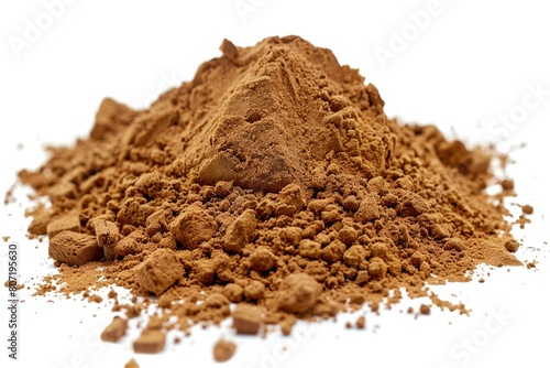 Cocoa powder isolated on white background,  Close up shot
