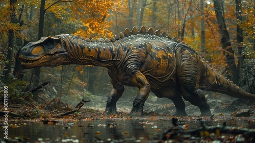 predator dinosaur on forest is looking for prey © gacor