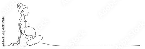 Pregnant woman Continuous one line art drawing and woman day outline vector art illustration
