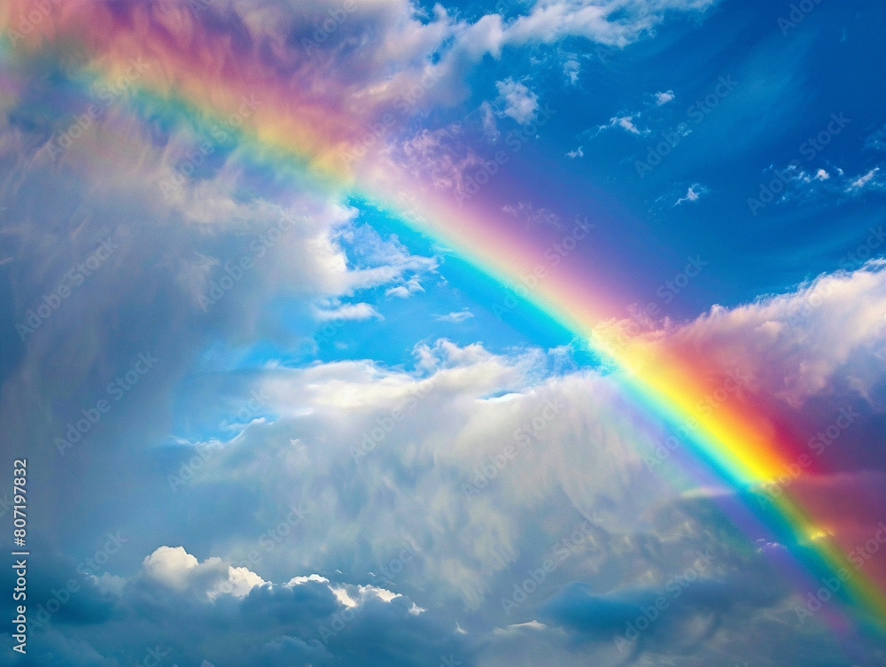 Vibrant rainbow shining against dark sky, symbolizing God's promise in raw, unedited style photography. Vibrant rainbow shining against dark sky, symbolizing God's promise in raw, unedited style photography.