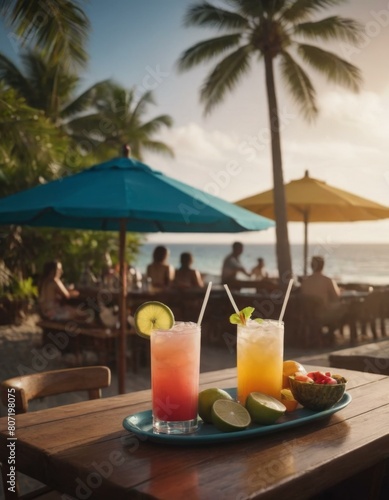 refreshing tropical cocktail on the beach