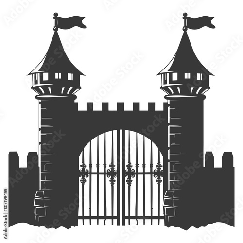 Wallpaper Mural Silhouette castle gate black color only Torontodigital.ca