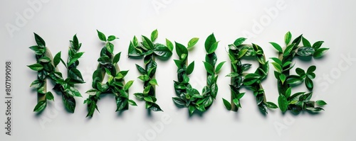A word NATURE made of green...
