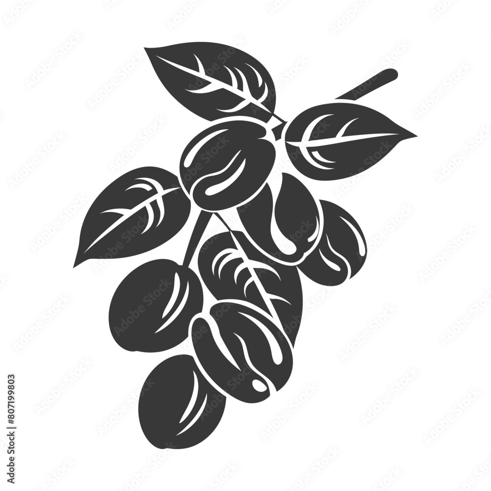 Silhouette coffee beans black color only Silhouette coffee beans black color only